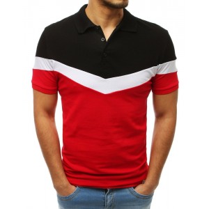 Čierne pánske tričko s golierom v módnej kombinácii dvoch farieb