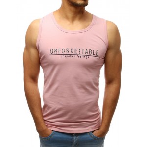 Originálne pánske ružové tričko na leto bez rukávov a s nápisom