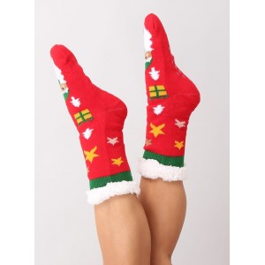 Vianočné ponožky v červenej farbe s motívom santa clausa