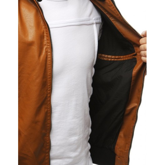 Pánska prechodná kožená bunda s kapucňou