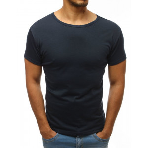 Modré pánske tričko bez potlače s krátkym rukávom