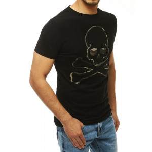 Pánske čierne tričko s potlačou lebky 