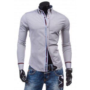 Pánska formálna košeľa s dlhým rukávom sivej farby 