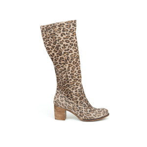 Dámske kožené topánky béžová - leopardí vzor