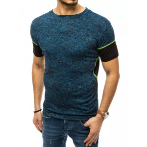 Tmavo modré pánske tričko s krátkym rukávom v kontrastnej farbe