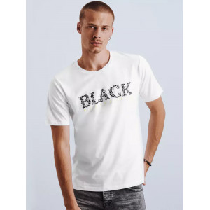 Kvalitné biele pánske bavlnené tričko s nápisom Black