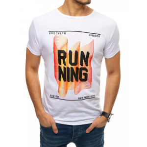 Biele pánske tričko s krátkym rukávom a nápisom running