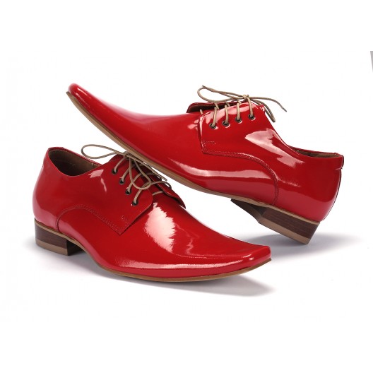 Pánske červené lesklé kožené topánky COMODO E SANO