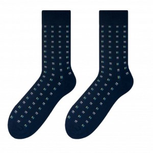 Elegantné pánske ponožky modrej farby s farebným vzorom